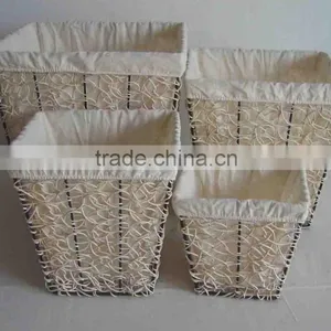 Set4 Crazy Weaving Rattan Laudry Basket With Iron Frame, Nice Design Cheap Price thumbnail-1