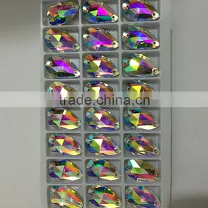 13x22mm Crystal AB Teardrop Shaped Glass Beads With Hole for Stitching to Clothing Quality Choice thumbnail-3