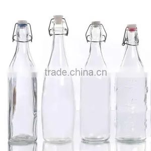 1 L Transparent Classic Clip Glass Water Bottle thumbnail-1