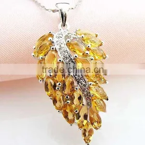 Yellow Crystal Leaf Pendant for Decoration or Gift thumbnail-1