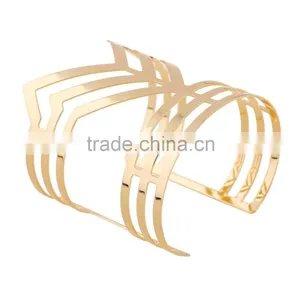 Multilayer Punk Women Cuff Wide Bangles Opened Alloy Bracelets Jewelry Gold & Silver Colors Fashion Accessories thumbnail-1