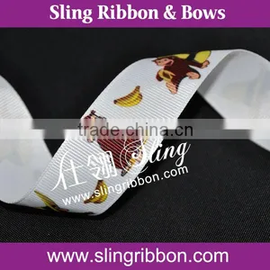 Lovely Monkey Character Printed Grosgrain Ribbon For Sales thumbnail-3