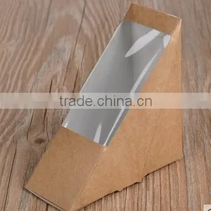 Cheap Price Good Quality Triangle Paper Sandwich Box With PP Window thumbnail-1