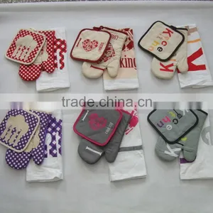 Customized Silk Screen Printed Oven Glove Set Work Glove Pot Holder Set thumbnail-6