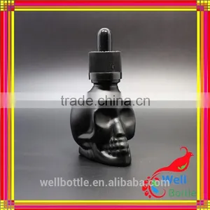 Skull Frosted Black Glass Dropper Bottle for Pipette 60ml Dropper Bottle With Childproof Tamper Cap thumbnail-2