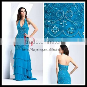 Elegant Sexy Deep V-neck Backless Shiny Evening Dresses With Beads Long Evening Dress thumbnail-1