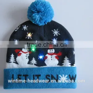 Hot Sale Knitted Christmas Hat Crochet Led Beanie Hats thumbnail-1