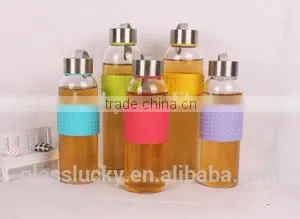 Clear Heat-resistant Sale of Cheap Glass Bottles With Stainless Steel Cap thumbnail-5