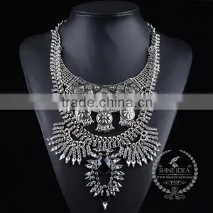 High Quality Vintage Rhinestone Chunky Statement Necklace Tin Alloy Fashion Women Pendant Necklace 6390088 thumbnail-2