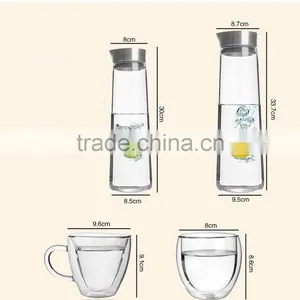35 Oz Glass Drip-free Carafe With Stainless Steel Silicone Flip-top Lid, Glass Water Pitcher, Glass Fridge Carafe, Ice Tea Maker thumbnail-6
