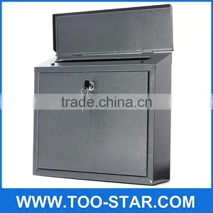 355x315x85mm Black Post Letter Box Mail Box Lockable Stainless Steel Wall Mount Mail Boxes thumbnail-4