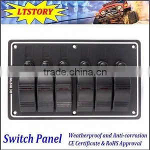 Excellent 6 Gang 12V 24V Aluminum LED Rocker Switch Panel With Circuit Breakers thumbnail-1