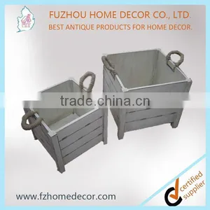 Garden Ware Wooden Flowerpots With Rope Decoration thumbnail-1