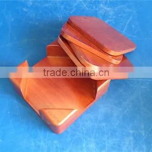 Red Custom Square Wooden Tea Cup Coaster Wholesale thumbnail-3