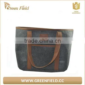 Handmade Vintage Grey Felt Tote Handbag Shopping Hand Bag thumbnail-2