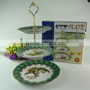 Wholesale Stocked Porcelain Cake Stand for Food, Porcelain Fruit Plate With Gold Line,wedding Cake Use thumbnail-1