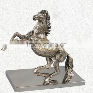 NICKLE PLATED FLYING HORSE STATUE ON METAL BASE FOR HOME DECORATION thumbnail-1