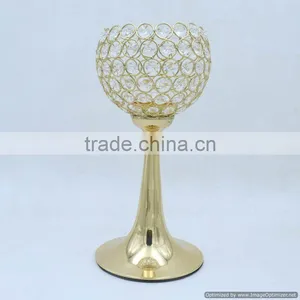 Gold Plated Crystal Ball Wedding Candle Holder thumbnail-1