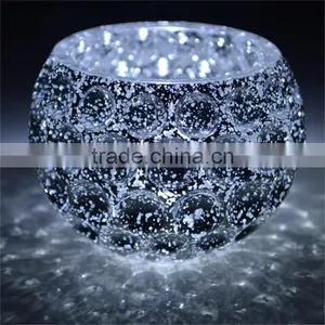 Color Spray Broken Silver Plating Glass Tealight Candle Holder thumbnail-1