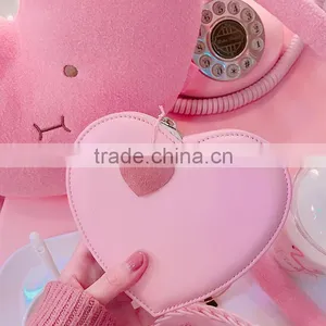 Sweet Heart Design Ladies Zipper Card Wallets Cute Coin Bag With Pink Pendant thumbnail-6