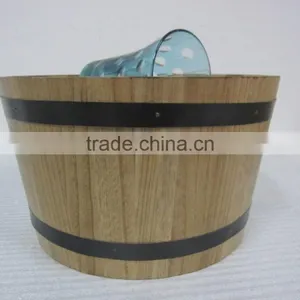 Custom Wooden Barrel Ice Bucket With Stainless Steel thumbnail-3