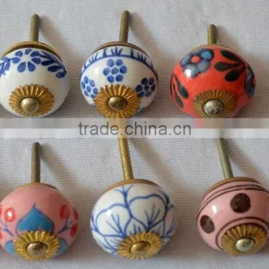 Indian Mix Design Hand Painted Door Ceramic Knobs thumbnail-3