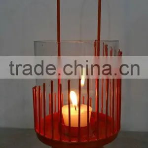 Iron Candle Holder With Glass thumbnail-1
