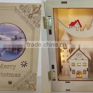 Christmas Laser Wooden Engraving Book LED Box Gift thumbnail-1