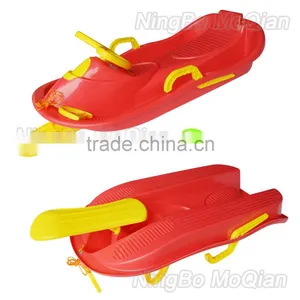 Extreme Racer Snow Sled With Brake, Backrest Steering Wheel Pull Snow Sledge Car Kids Sled Towable Snow Sleds thumbnail-2