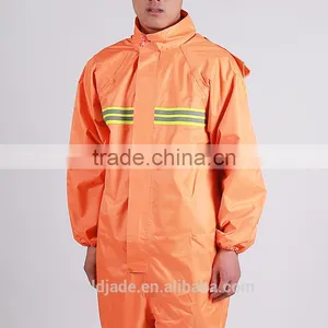 High Visibility Safety Orange Rain Gear Wear Rain Suit Polyester /pvc Nylon/Rubber Rain Coat Waterproof thumbnail-1