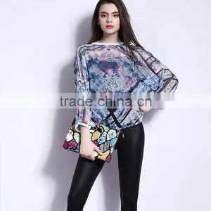 Latest Blouse Design Pictures,3/4 Sleeve Loose Blouse for High Quality thumbnail-1