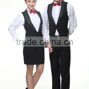 Juqian Custom High End Slim Fit Western Restaurant Waitress Tuxedo Uniform Designs thumbnail-2