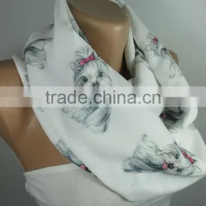 Dog Print Scarf Yorkshire Terrier Infinity Scarf Loop Scarf Winter Scarf Scarf Women Fashion Accessories Valentines Day Gift Ide thumbnail-6