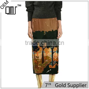 2017 OEM Spring Landscape Printed Valiant Long Maxi Skirts thumbnail-1