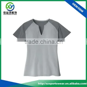 High Quality Popular Style Polyester Spandex Blend Knit Contrast Color Sport T-shirt thumbnail-1