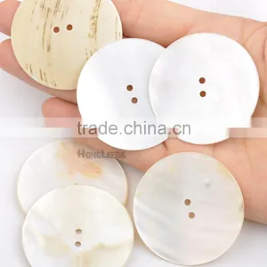 44mm 1.75inch Big Natural Shell Buttons 2-hole Thin Mother of Pearl Buttons Decoration SHELL-005 thumbnail-1