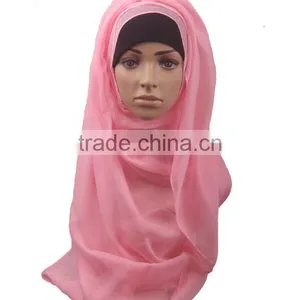 Hot Sale Summer Spring Women Muslim Hijab Scarf Fashion Plain Color Cotton Scarves thumbnail-2