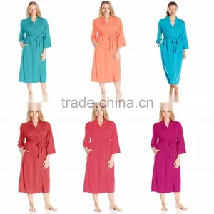 Wholesale Solid Color Elegant Modal Long Bath Robe Nightgown thumbnail-1