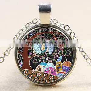 XP-TGN-LT-164 2017 New Design Diy Image Dome Cabochon Colorful Life Tree Charm Time Gem Necklace In Alloy thumbnail-3