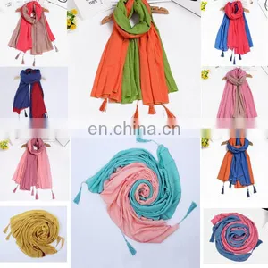 Cotton Candy Color Tassels Scarf Cotton Fringe Solid Scarves Female Fashion Accesseries thumbnail-1