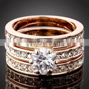 Size 5.5-9 Fashion Wedding White Zircon Jewelry New Ring Set thumbnail-1