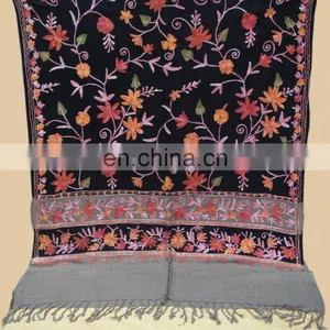 All Over Embroidered Pure Wool Pashmina Shawls thumbnail-6