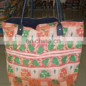 Traditional Kantha Work Multi Cotton Leather Women Shoulder Bag thumbnail-1