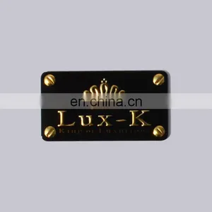 Professional OEM Items Fashional Decorative Label Custom Aluminum Embossed Brand Nameplate For Handbag thumbnail-1
