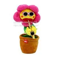 Plush Doll Funny Singing and Dancing Enchanting Sunflower Music Toys With Guitar Potted for Kids Gift thumbnail-1