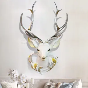 Home Decor Creative Products European-style Retro Imitation Animal Deer Head Wall Wall Wall Hanging Wall Decoration Resin Home Style Crafts thumbnail-2