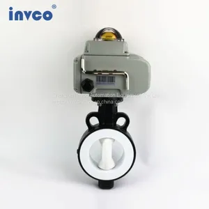 INVCO Wafer Type Electronic Butterfly Valve,Wafer Connection Fluorine Butterfly Valve thumbnail-2