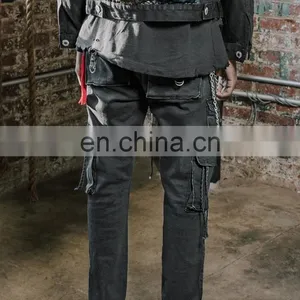 DiZNEW Black Denim D Cargo Jeans For Men thumbnail-5
