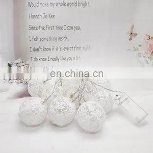 Battery Operated LED String Light 10 Cloth Plastic Ball Valentine Wedding Party Decoration Light thumbnail-5