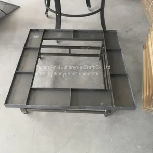 Outdoor Metal Brazier Square Table Firepit Garden Patio Heater/BBQ/Ice Pit With Waterproof Cover (Fire Pit & Grill) thumbnail-3